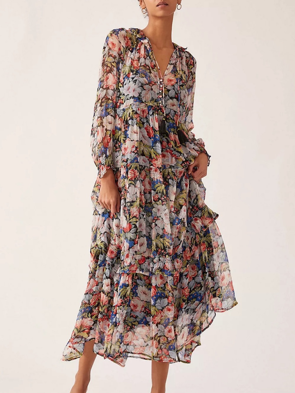 Anthropologie The Marais Printed Chiffon Maxi Dress XS